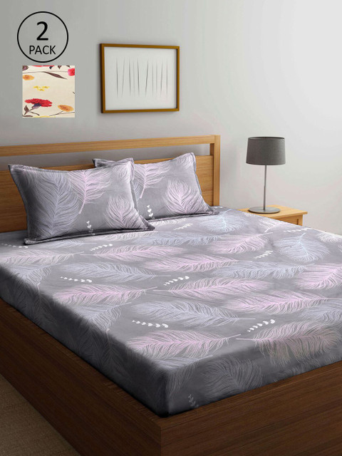 KLOTTHE Grey & Cream-Coloured Floral 210 TC 2 King Bedsheet with 4 Pillow Covers
KLOTTHE Grey & Cream-Coloured Floral 210 TC 2 King Bedsheet with 4 Pillow Covers