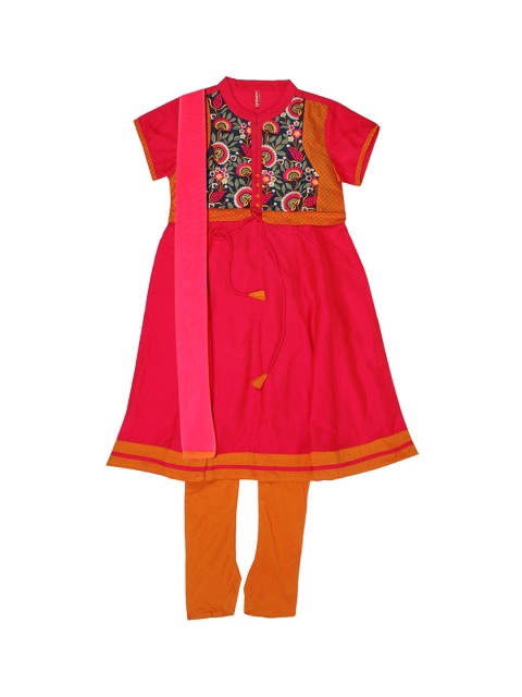 Ethnicity Girls Pink & Orange Embroidered Angrakha Kurta with Churidar & With Dupatta
Ethnicity Girls Pink & Orange Embroidered Angrakha Kurta with Churidar & With Dupatta