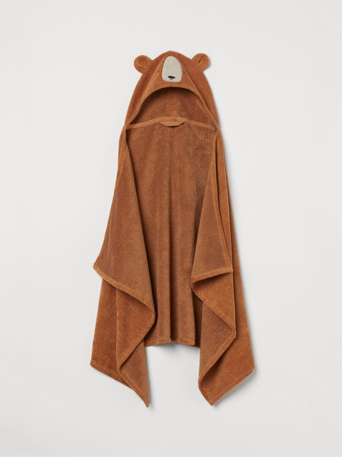 H&M Brown Hooded Pure Cotton Bath Towel