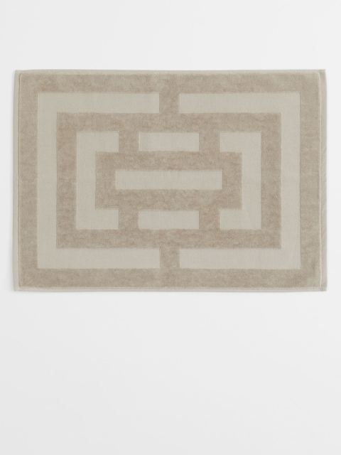 H&M Beige Jacquard-Patterned Bath Mat
