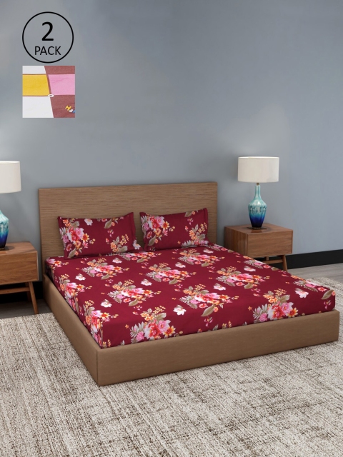 Dhrohar Assorted Floral 180 TC 2 King Bedsheet with 4 Pillow Covers