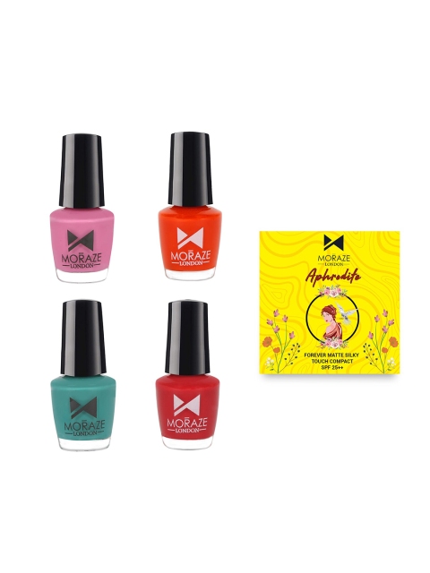 Moraze London Set of 4 Nail Polish & Aphrodite Forever Matte Silky Touch Compact Powder, Multi
Moraze London Set of 4 Nail Polish & Aphrodite Forever Matte Silky Touch Compact Powder, Multi