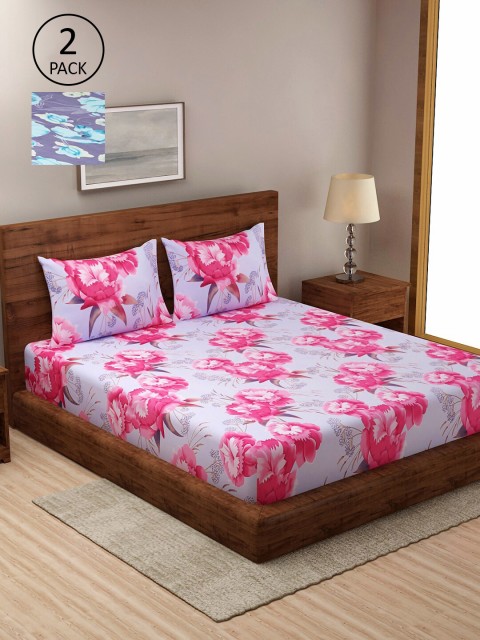 Dhrohar Assorted Floral 210 TC 2 King Bedsheets with 4 Pillow Covers