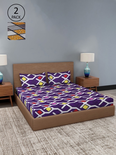 Dhrohar Assorted 180 TC 2 King Bedsheet with 4 Pillow Covers