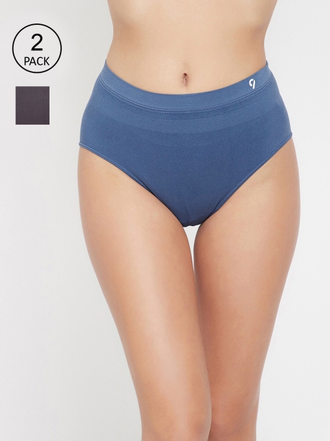 C9 AIRWEAR Women Pack Of 2 Blue & Grey Mid-Rise Basic Briefs
