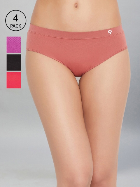 C9 AIRWEAR Women Pack of 4 Assorted Solid Basic Briefs