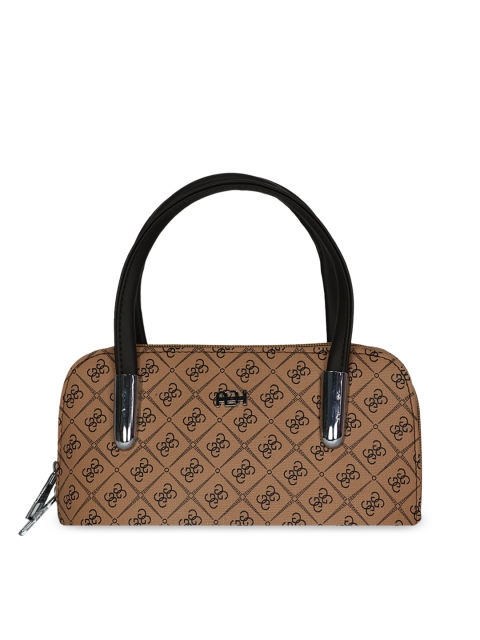 LELYS Brown Printed Leather Structured Handheld Bag
