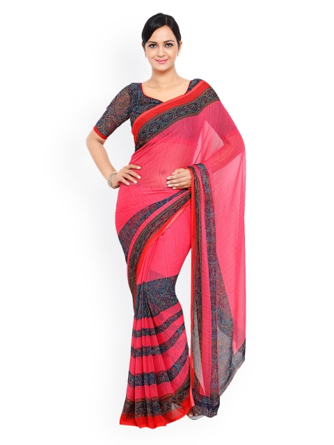 Vaamsi Pink Printed Saree
