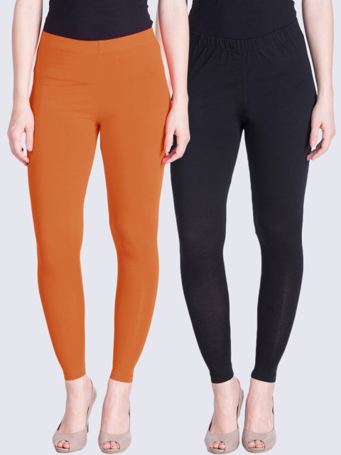 LYRA Women Pack Of 2 Ankle-Length Leggings, Orange