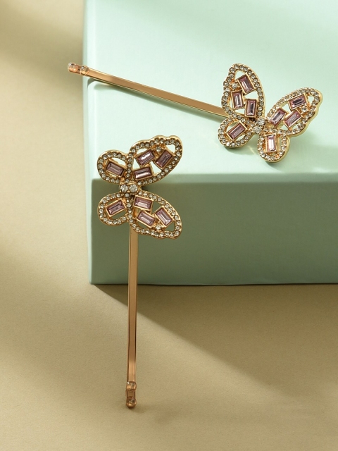 Accessorize Women Gold-Toned Set of 2 Alligator Hair Clip