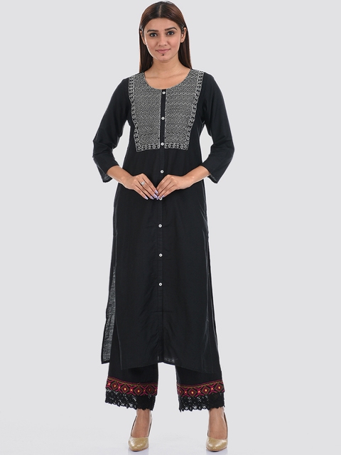 Ethnicity Women Blue Thread Work Kurta