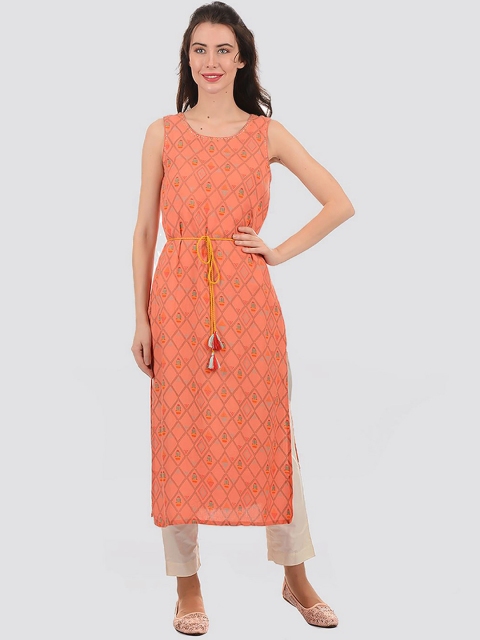 Ethnicity Women Orange & Yellow Ethnic Motifs Printed Round Neck Cotton Straight Kurta
Ethnicity Women Orange & Yellow Ethnic Motifs Printed Round Neck Cotton Straight Kurta