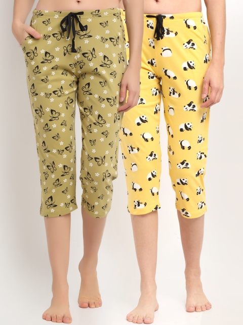 Kanvin Women Pack of 2 Printed Pure Cotton Three-Fourth Mid-Rise Lounge Pants, Green
Kanvin Women Pack of 2 Printed Pure Cotton Three-Fourth Mid-Rise Lounge Pants, Green