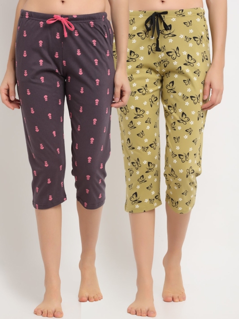 Kanvin Women Pack of 2 Printed Pure Cotton Three-Fourth Mid-Rise Lounge Pants, Green
Kanvin Women Pack of 2 Printed Pure Cotton Three-Fourth Mid-Rise Lounge Pants, Green