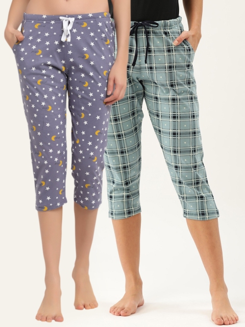 Kanvin Women Blue & Grey Pack Of 2 Printed & Checked Pure Cotton Straight Lounge Pants
Kanvin Women Blue & Grey Pack Of 2 Printed & Checked Pure Cotton Straight Lounge Pants