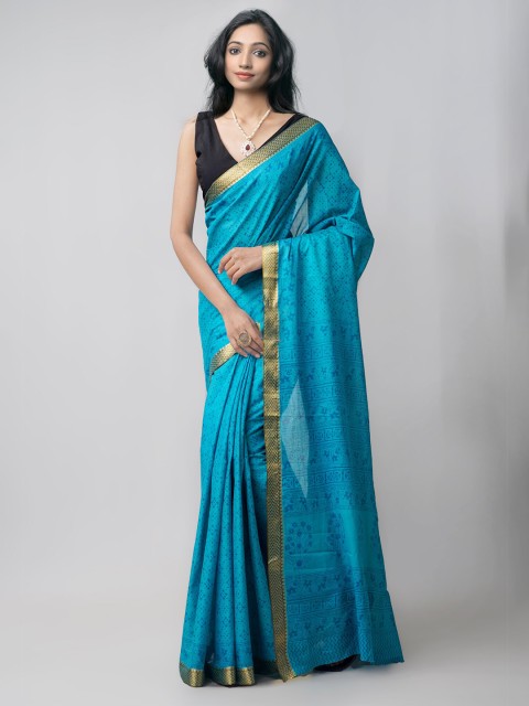 Unnati Silks Green & Gold-Toned Ethnic Motifs Pure Cotton Block Print Handloom Saree
Unnati Silks Green & Gold-Toned Ethnic Motifs Pure Cotton Block Print Handloom Saree