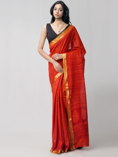 Unnati Silks Red & Black Ethnic Motifs Pure Cotton Handloom Sustainable Block Print Saree
Unnati Silks Red & Black Ethnic Motifs Pure Cotton Handloom Sustainable Block Print Saree