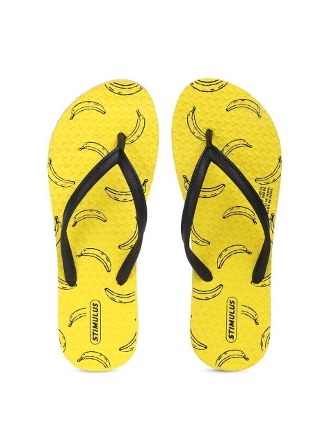 Paragon Women Yellow Printed Flip Flops