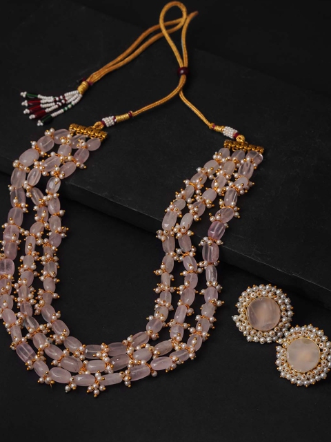 Queen Be Gold-Plated Rose Onyx Layered Jewellery Set