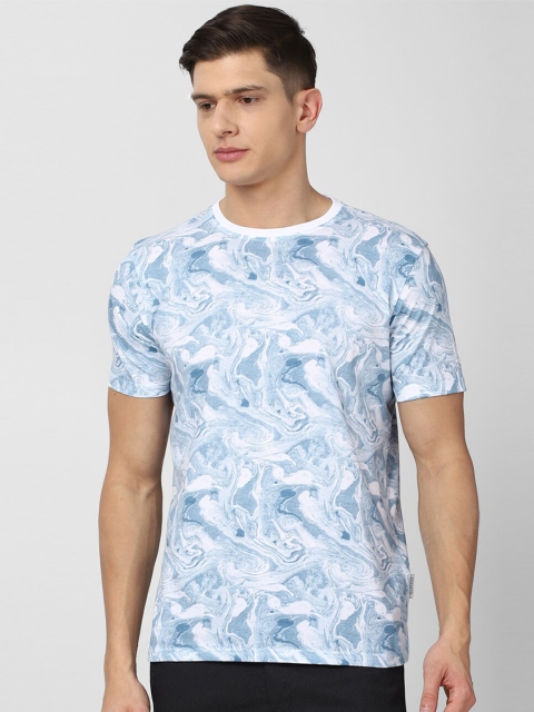 Van Heusen Sport Men Blue Floral Printed Tropical Pure Cotton Regular Fit T-shirt