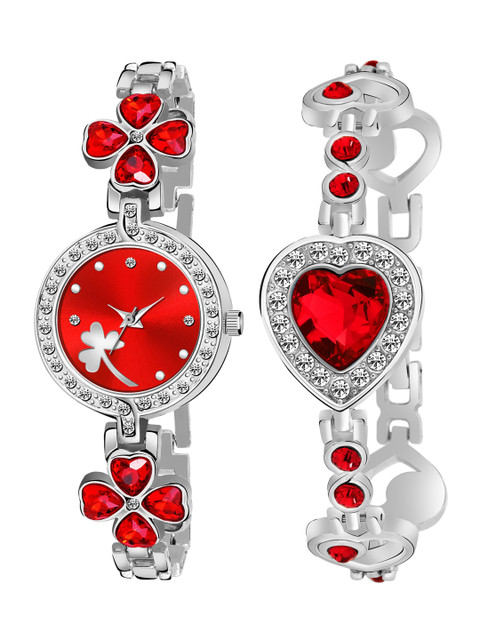 Rage Enterprise Women Red Brass Embellished Dial & Silver Toned Stainless Steel Bracelet Style Straps Watch
Rage Enterprise Women Red Brass Embellished Dial & Silver Toned Stainless Steel Bracelet Style Straps Watch