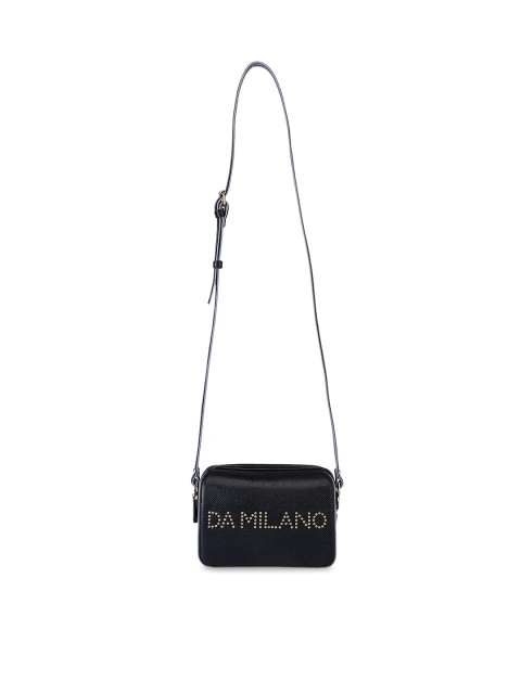 Da Milano Black Leather Swagger Sling Bag