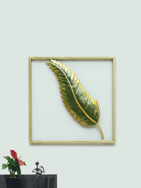 vedas Metallic-Toned & Green Leaf Wall Dcor