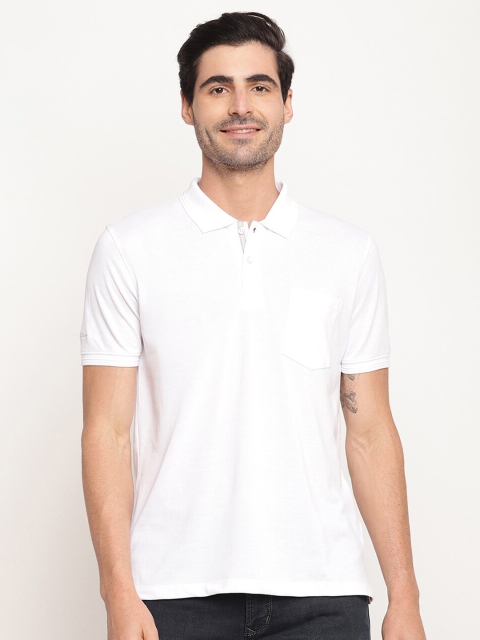 Octave Men White Polo Collar T-shirt