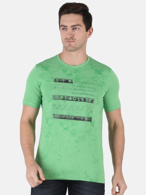 Monte Carlo Men Green Typography Printed Slim Fit T-shirt