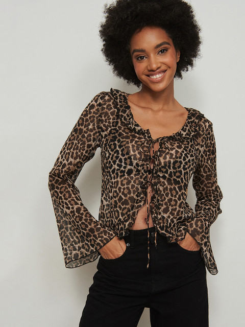 NA-KD Women Brown & Black Animal Print Chiffon Top
NA-KD Women Brown & Black Animal Print Chiffon Top