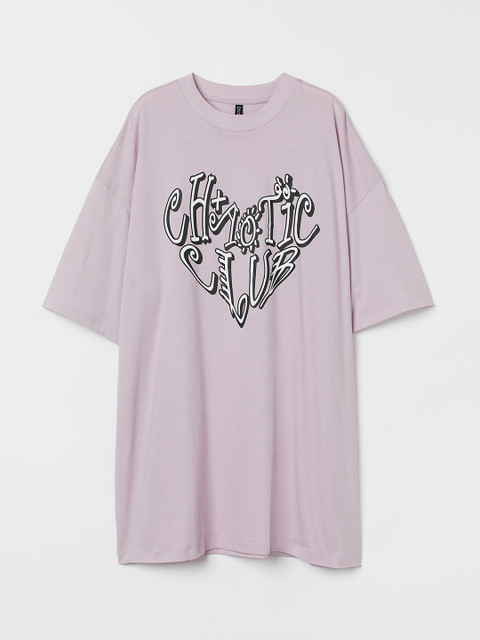 H&M Women Purple Printed Pure Cotton Oversized T-Shirt Dress 
H&M Women Purple Printed Pure Cotton Oversized T-Shirt Dress
