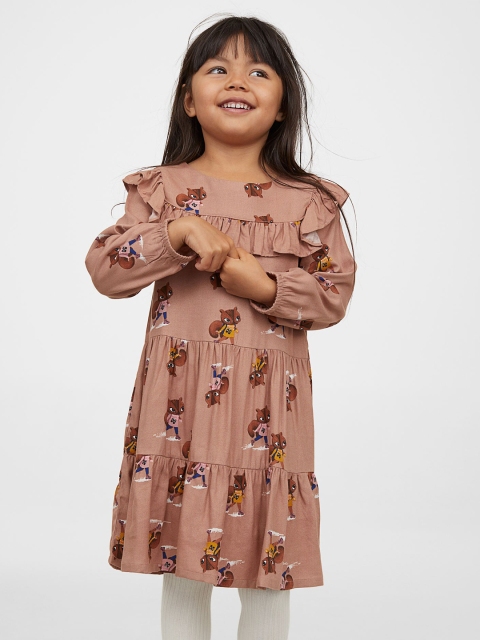 H&M Girls Pink Printed Flounced Dress