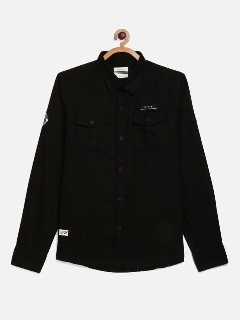Octave Boys Black Regular Fit Casual Shirt