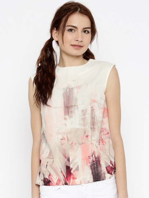 Vero Moda Women Off-White Printed Top