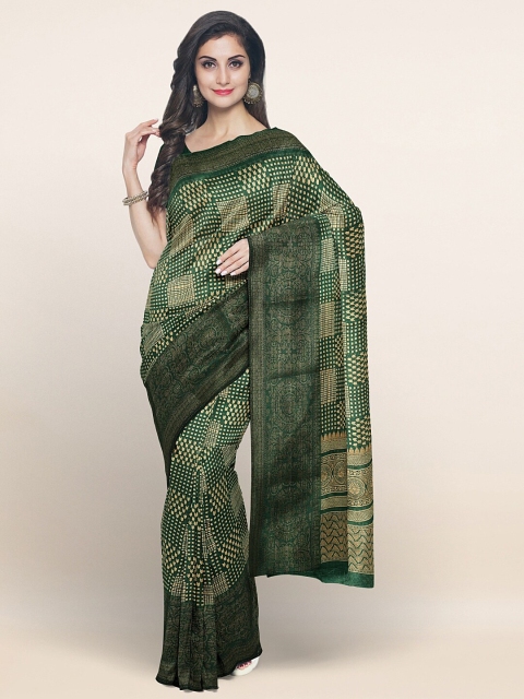 Pothys Green Printed Zari Jute Silk Saree