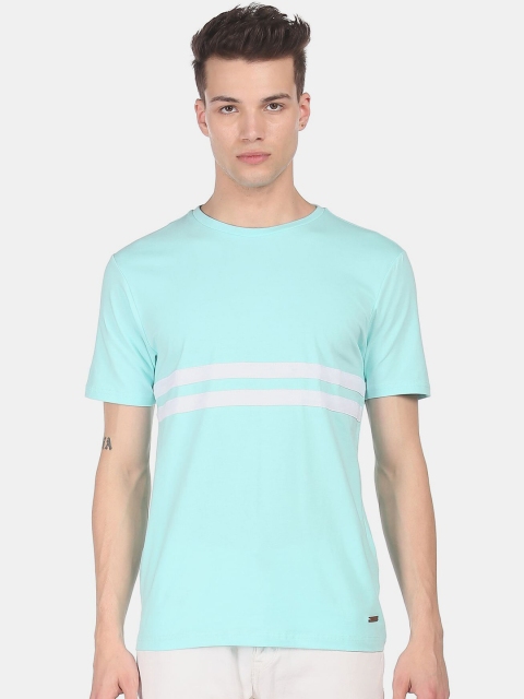 Cherokee Men Blue Striped Cotton T-shirt