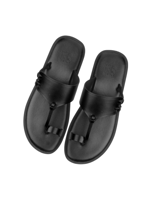 SKO Men Black Leather Comfort Sandals