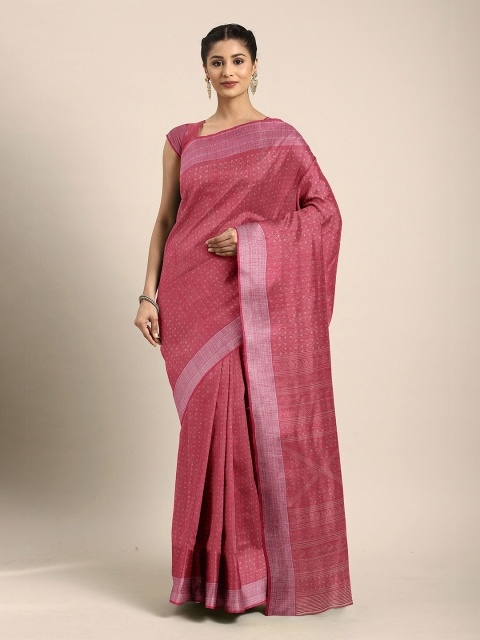 The Chennai Silks Pink & Silver-Toned Bhagalpuri Saree