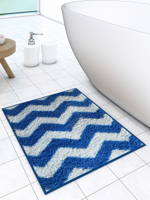 Athom Trendz Blue & White Printed Anti-Skid Doormats