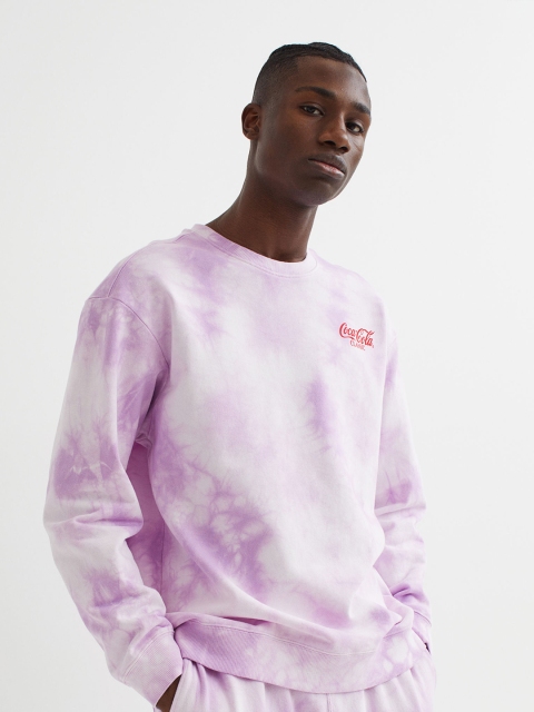 H&M Relaxed Fit Printed Sweatshirt, Purple