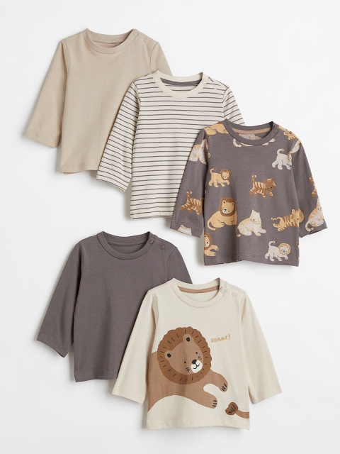 H&M Boys Pack of 5 White & Grey Cotton Sweatshirts