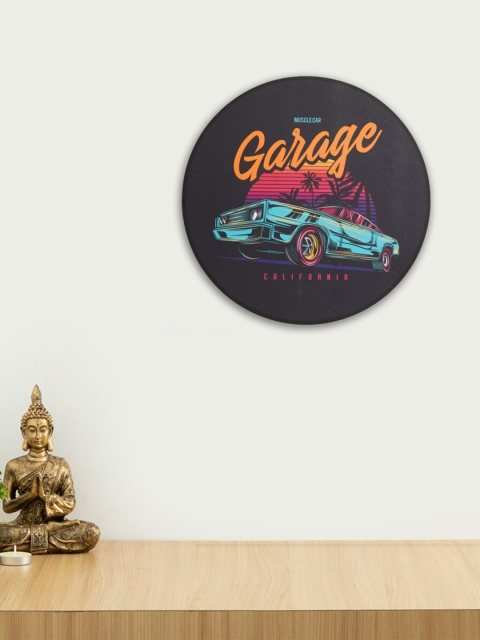 Home Centre Black & Blue Printed Wooden Wall Decor