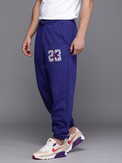 Nike Men Blue Printed Standard Fit Jordan Sport Fleece Joggers