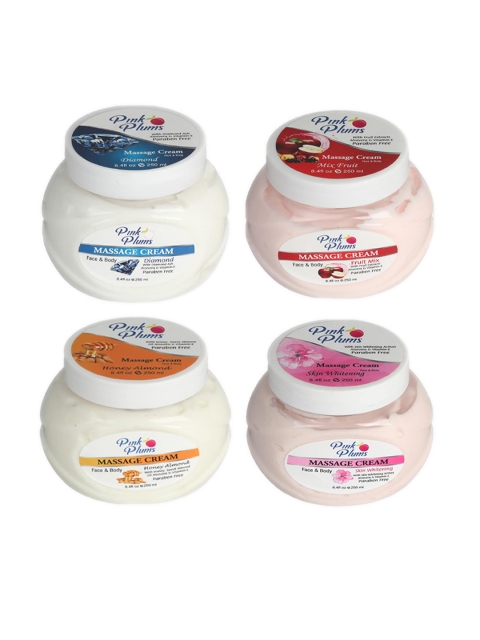 Pink Plums Set of Diamond-Fruit Mix-Honey Almond & Skin Whitening Massage Cream 250ml Each, White
Pink Plums Set of Diamond-Fruit Mix-Honey Almond & Skin Whitening Massage Cream 250ml Each, White