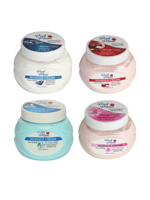 Pink Plums Set of Diamond-Fruit Mix-Ice Cool & Skin Whitening Massage Cream - 250 ml Each, White
Pink Plums Set of Diamond-Fruit Mix-Ice Cool & Skin Whitening Massage Cream - 250 ml Each, White