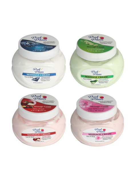 Pink Plums Set of Diamond-Fruit Mix-Cucumber & Skin Whitening Massage Cream - 250 ml Each, White
Pink Plums Set of Diamond-Fruit Mix-Cucumber & Skin Whitening Massage Cream - 250 ml Each, White