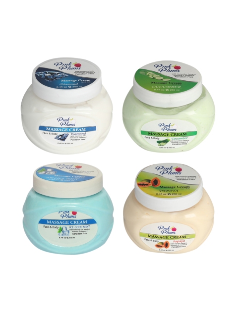 Pink Plums Set of Diamond-Cucumber-Ice Cool Mint & Papaya Massage Cream - 250 ml Each, Multi
Pink Plums Set of Diamond-Cucumber-Ice Cool Mint & Papaya Massage Cream - 250 ml Each, Multi