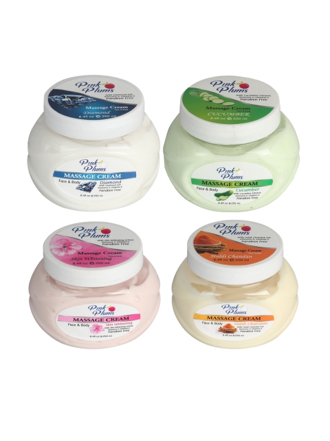 Pink Plums Set of Diamond-Cucumber-Skin Whitening & Haldi Chandan Massage Cream 250ml Each, Multi
Pink Plums Set of Diamond-Cucumber-Skin Whitening & Haldi Chandan Massage Cream 250ml Each, Multi