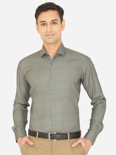 JB STUDIO Men Grey Slim Fit Cotton Formal Shirt