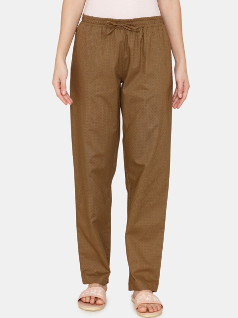 Coucou by Zivame Women Brown Printed Cotton Pyjama